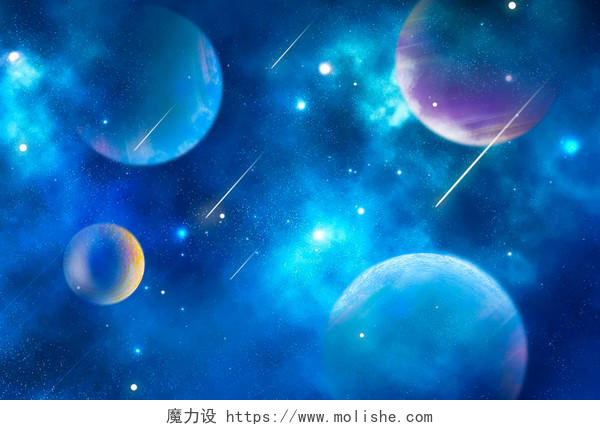 星地球空星空唯美银河流星星球太空宇宙中心插画背景宇宙扁平背景